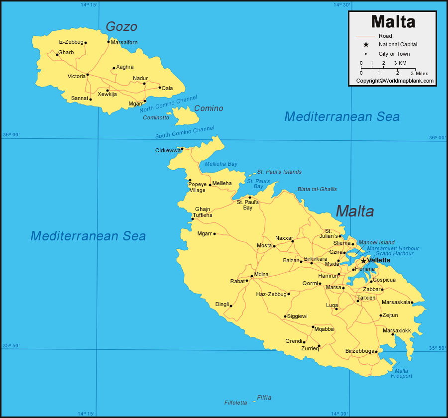 labeled malta map with capital world map blank and printable