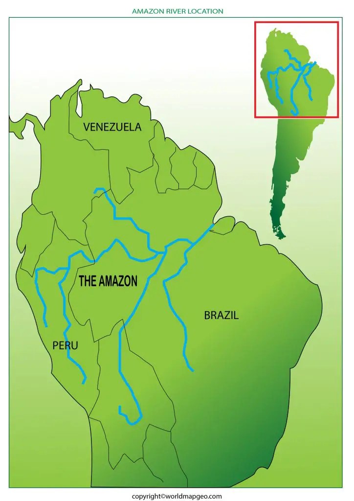 Where Is Amazon River Map Located On Map Labeled Amazon River On Map 724x1024 
