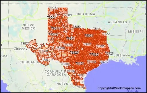 Texas Zip Code Map Texas Map By Zip Codes Printable Pdf Zip Code Map Of Texas 