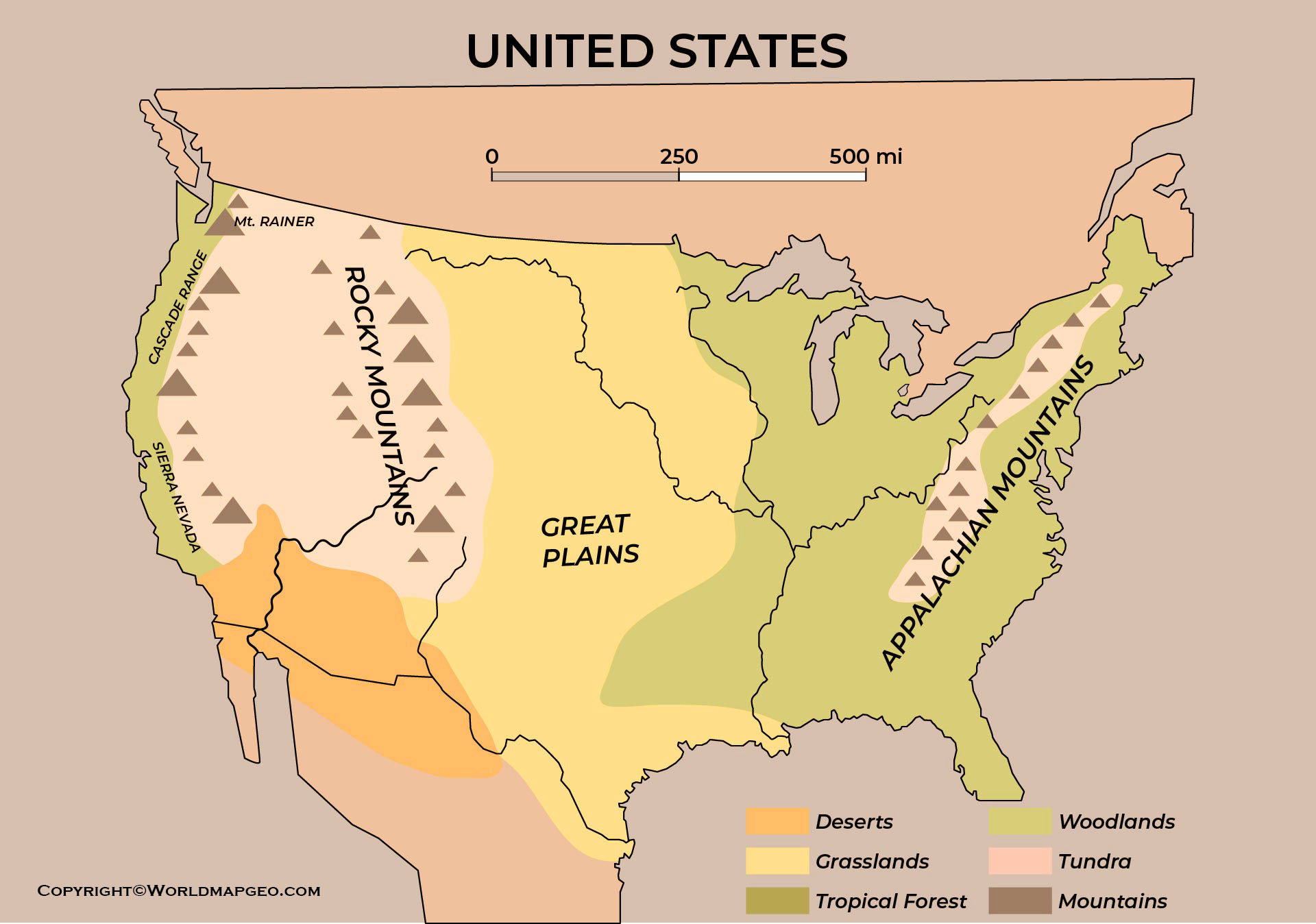 Conquer The Peaks Labeled US Mountain Ranges Map.