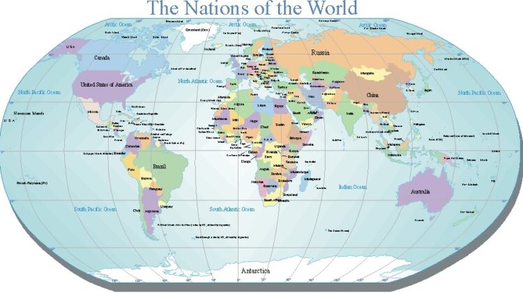 Detailed World Map PDF World Map With Countries Detailed Word Map PDF 750x420 
