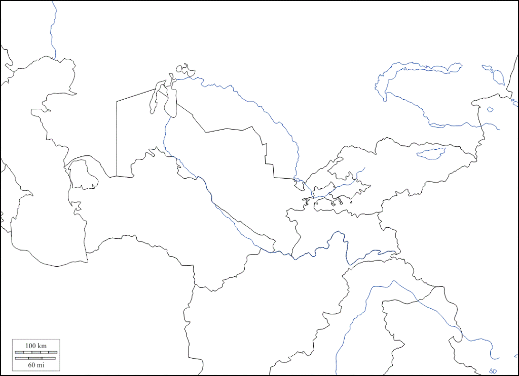 Central Asia Blank Map World Map With Countries Central Asia Blank Map 1024x743 