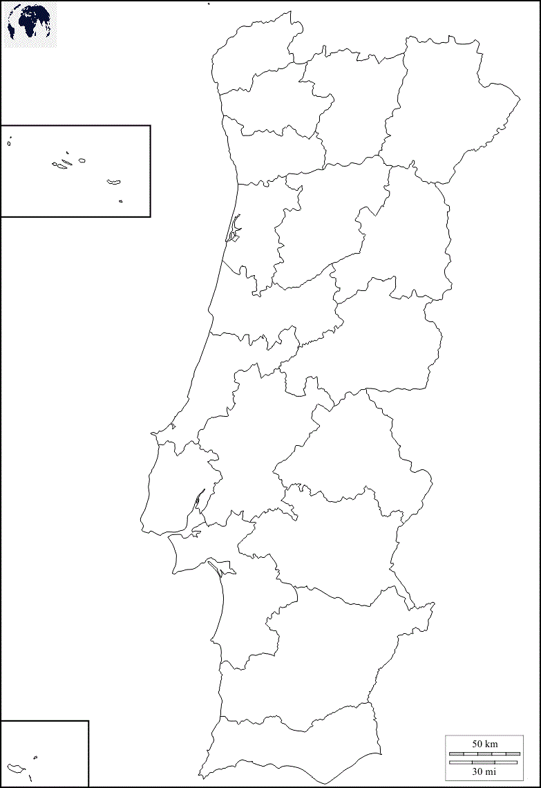 Portugal Map Free Printable Portugal Blank Map 