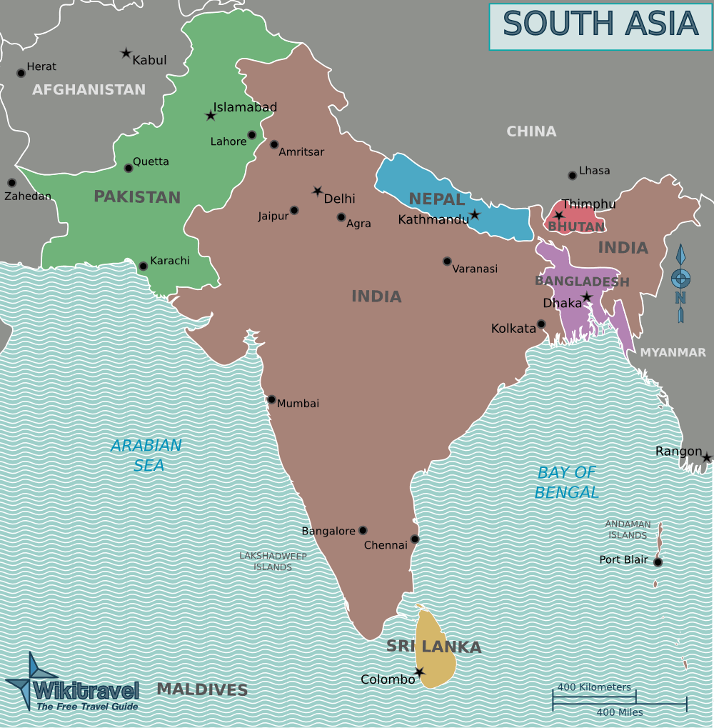 6 Free Printable Labeled South Asia Physical Map With Countries PDF Southern Asia Political Map 
