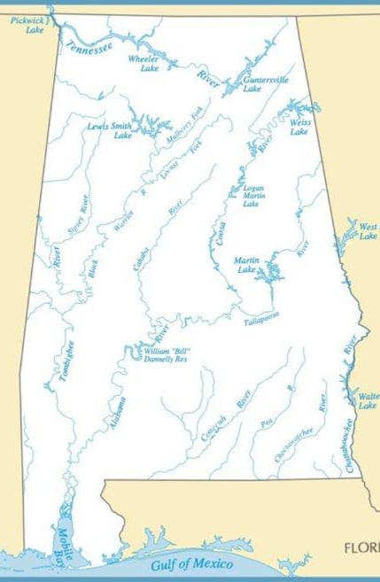 Alabama River Map Alabama Rivers Map 