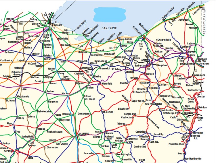Free Ohio Railroad Map And The 8 Major Railroads In Ohio Ohio Railroad Map 