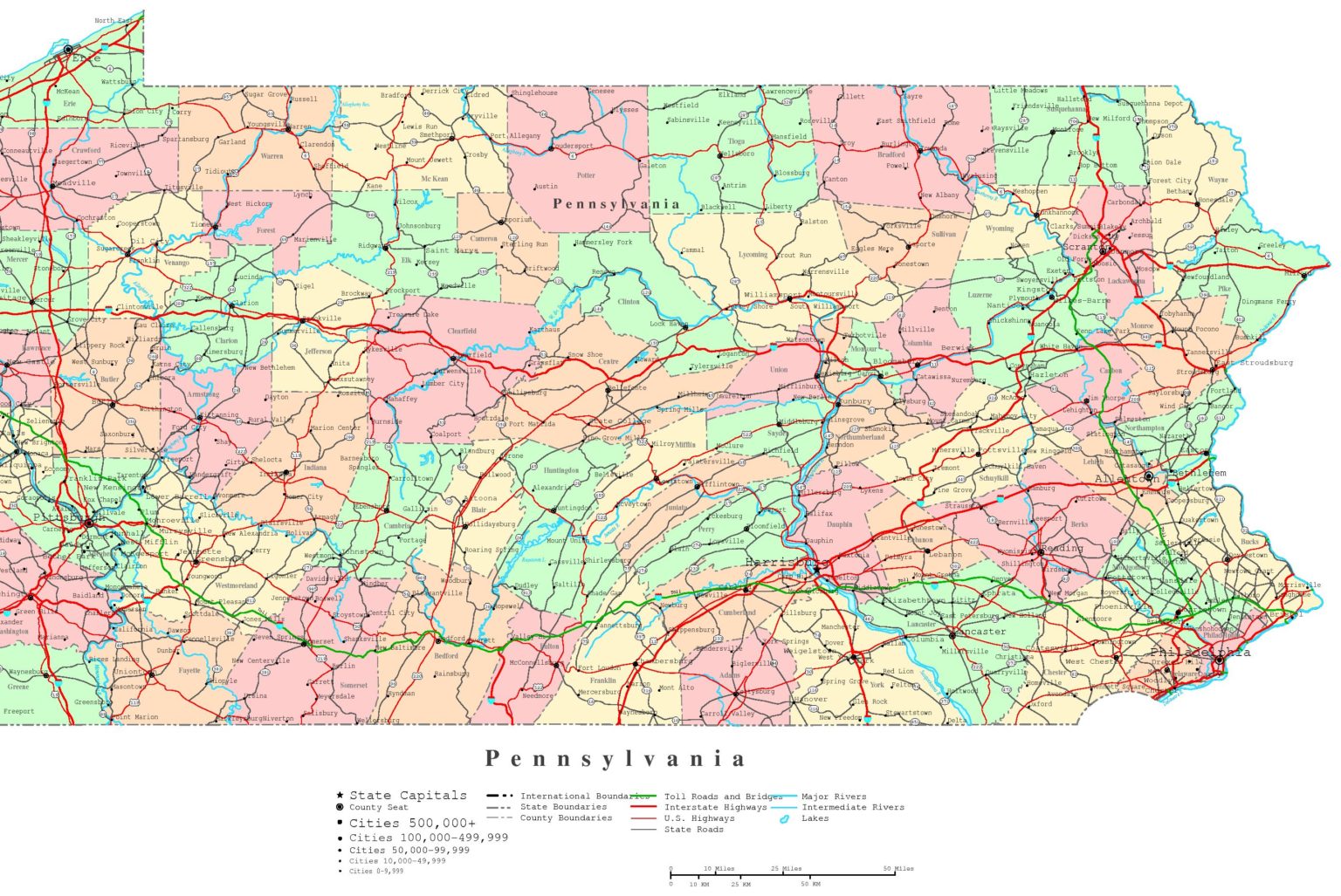 County Map Of Pa With Towns Road.