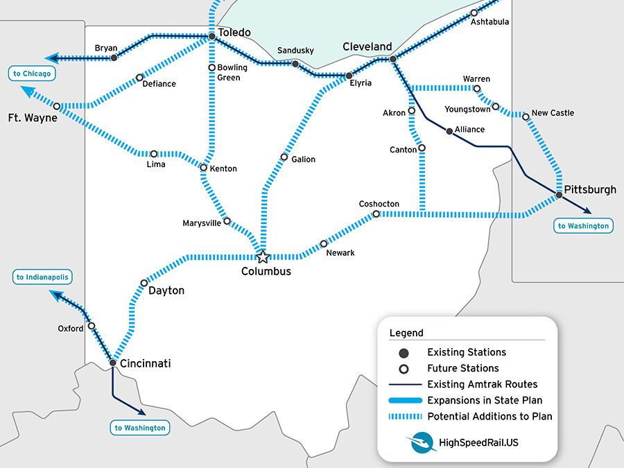 Ohio Railroad Map Rail Network Guide Routes Map Of Railroads In Ohio 