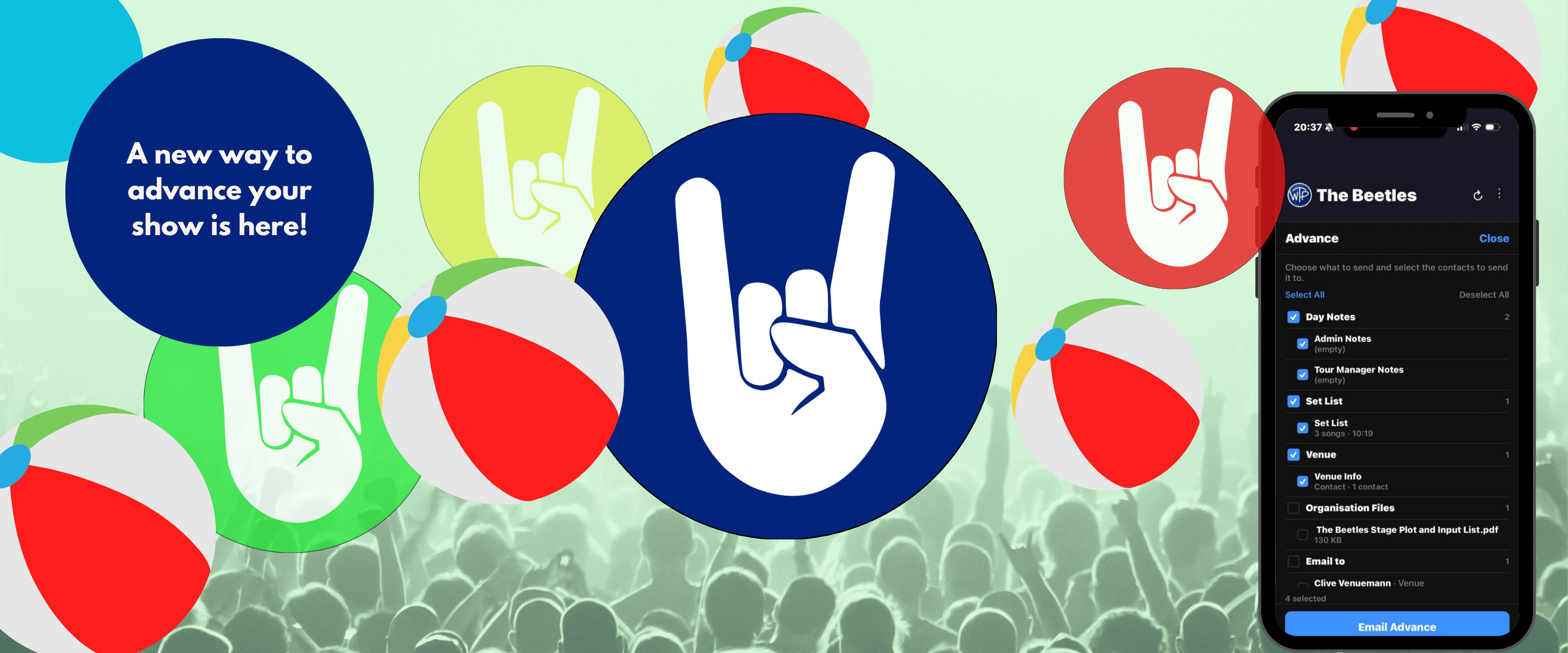 crowd at a concert with beach balls