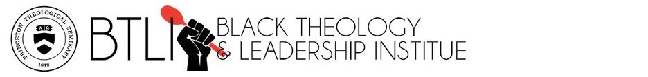PTS Black Theology Leadership Online logo as a graphic of the name in black and a black hand grasping a red microphone to the left