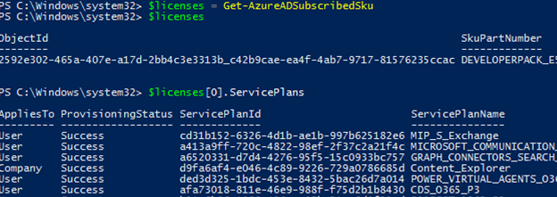 powershell - get azure service plans
