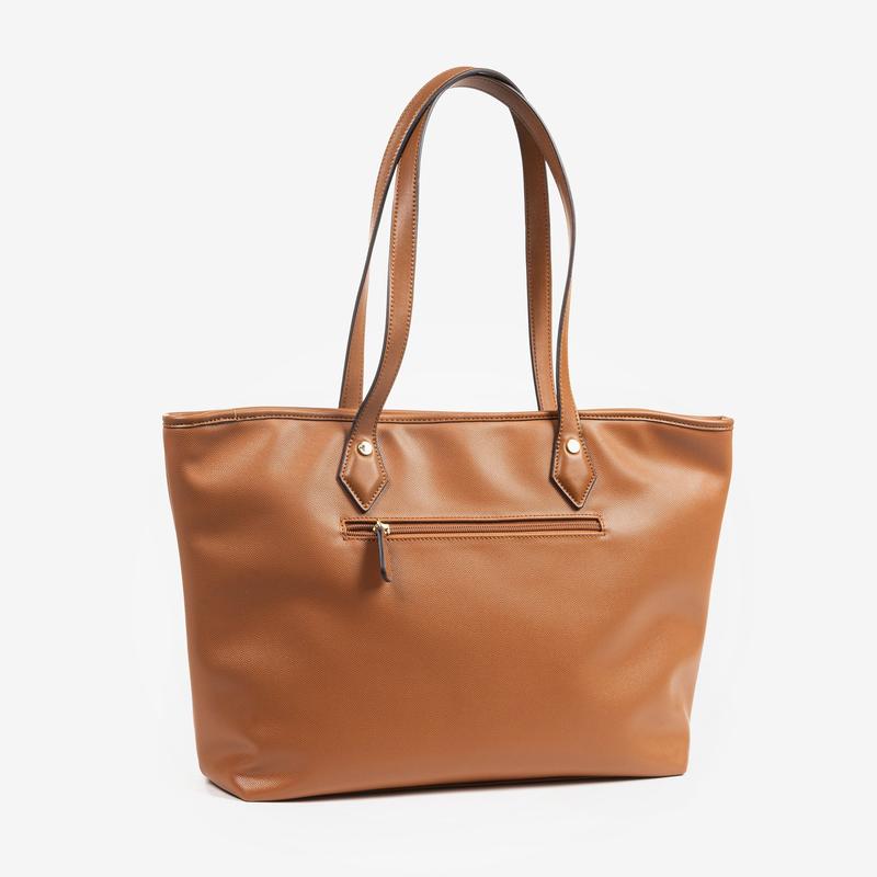 BOLSO SHOPPER CON CREMALLERA COLOR CUERO SERIE WORKING - Bienvenid@ a WO  SPAIN