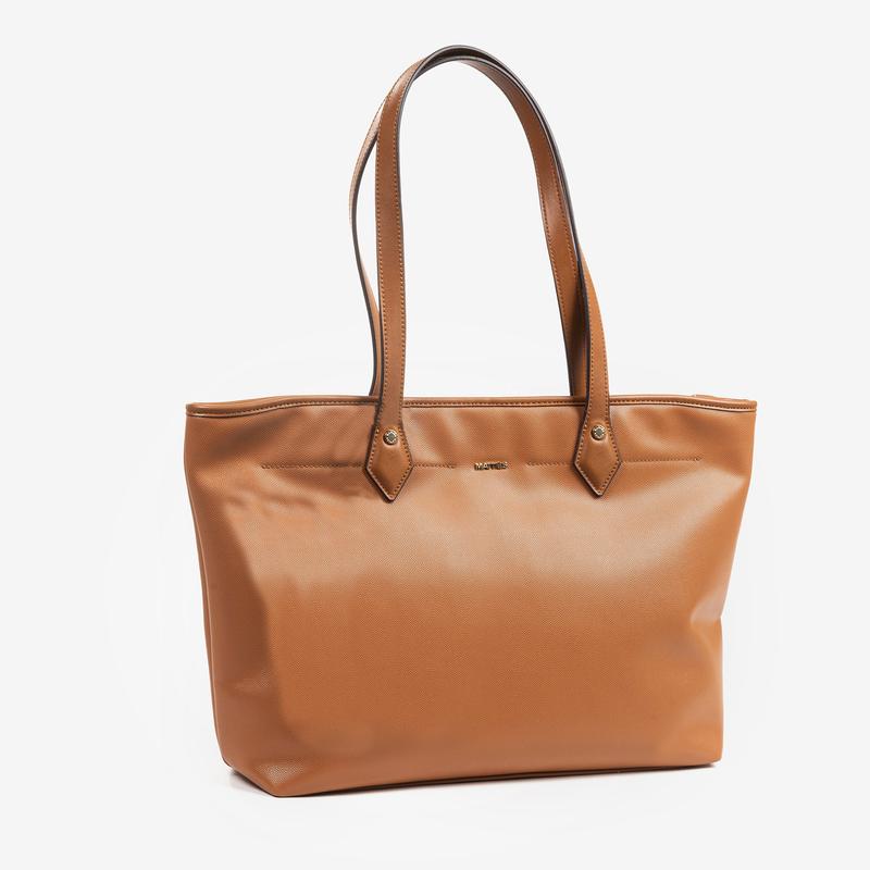 BOLSO SHOPPER CON CREMALLERA COLOR CUERO SERIE WORKING - Bienvenid@ a WO  SPAIN