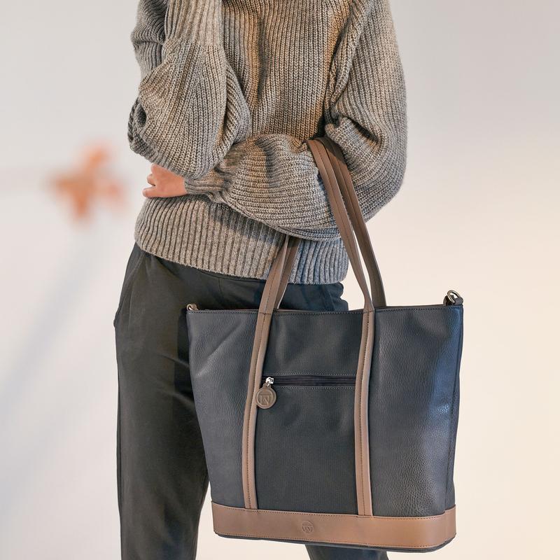BOLSO SHOPPER CON CREMALLERA COLOR COLOR AZUL SERIE SIBLING - Bienvenid@ a  WO SPAIN