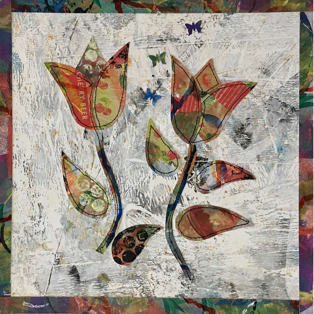 Mara Webb. The results of my collage project with Gina Ferrari. Plenty of papers left for another project too. I did my City and Guilds certificate with Gina so I knew that the instructions for this project would be easy to follow. I had all the materials in my stash too. Thanks Gina.