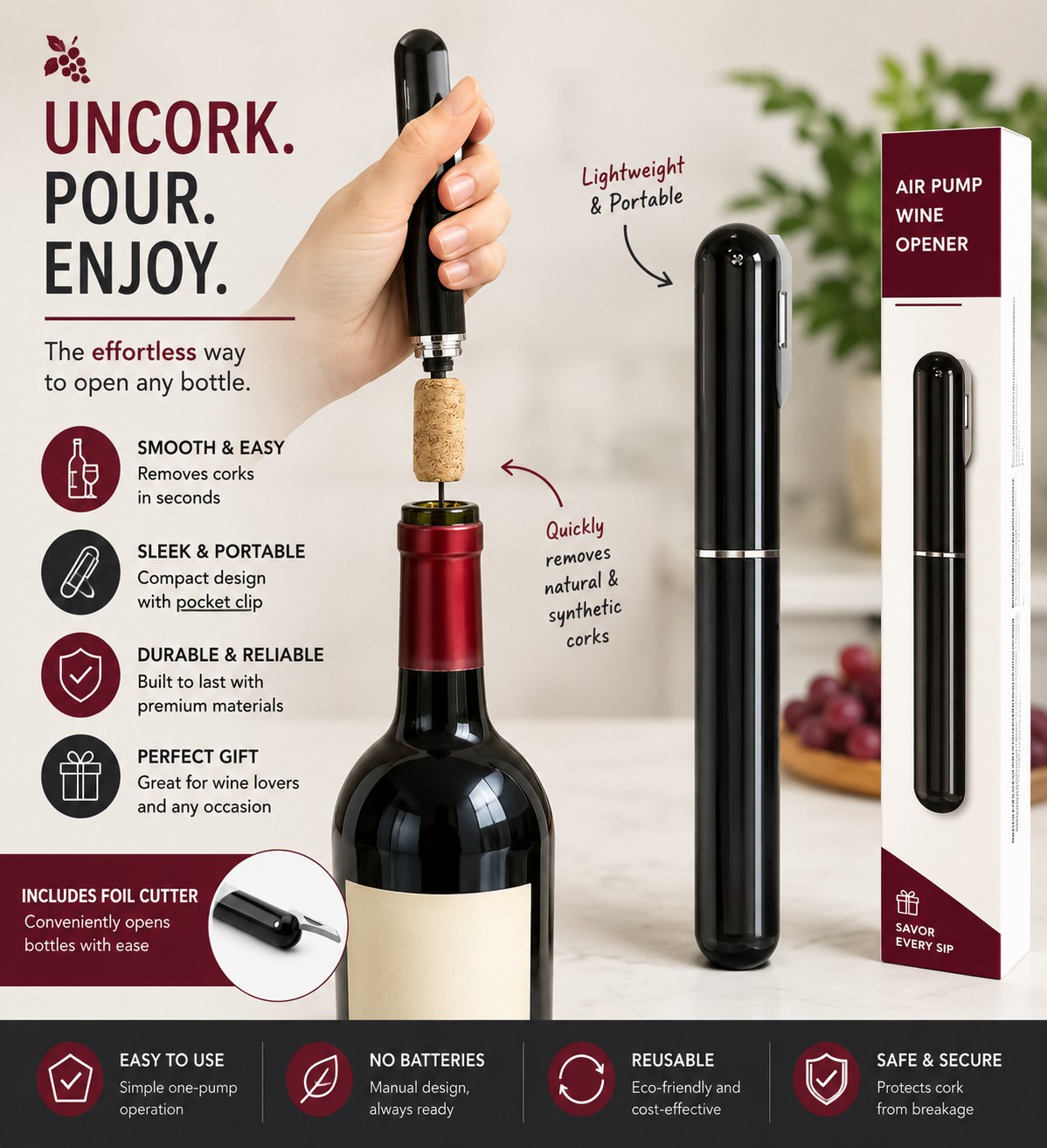 Pop Any Cork in Seconds — No Twisting, No Broken Bits. $6.99