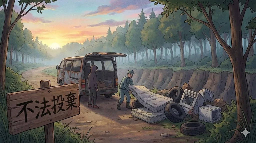 Trash separated in appropriate bags for Japanese rural collection