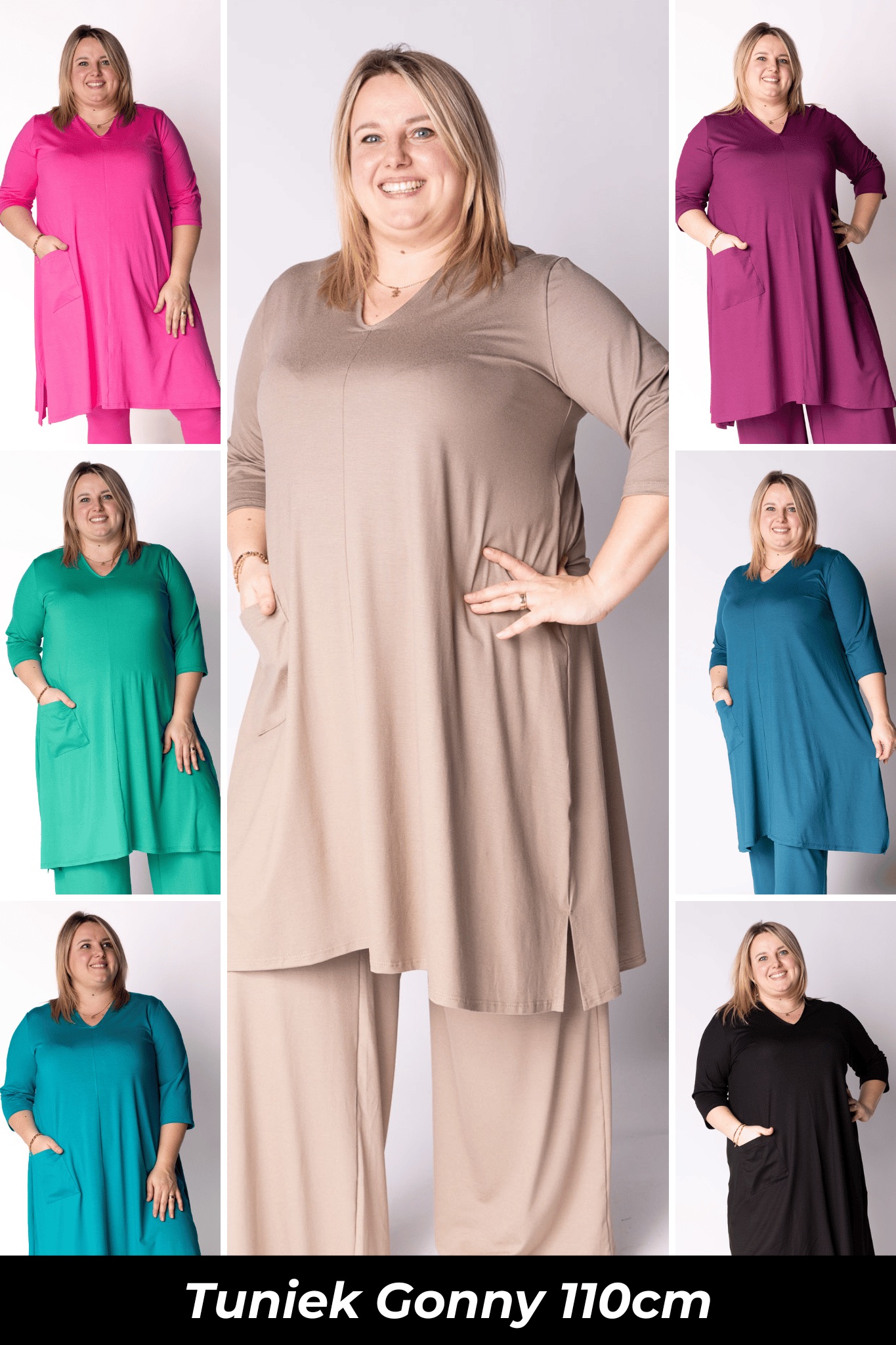 Tuniek Gonny | A-lijn | 3/4 mouw | Viscose | 110 cm
