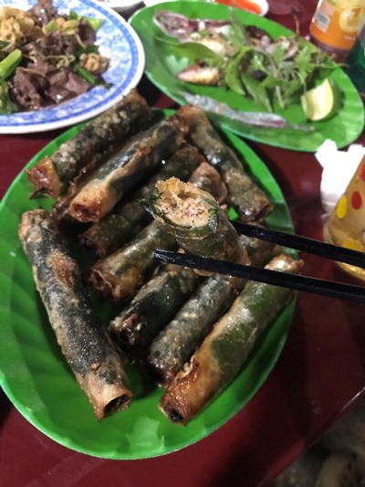 ドンホイの海沿いの海鮮屋台村で海蛇料理を