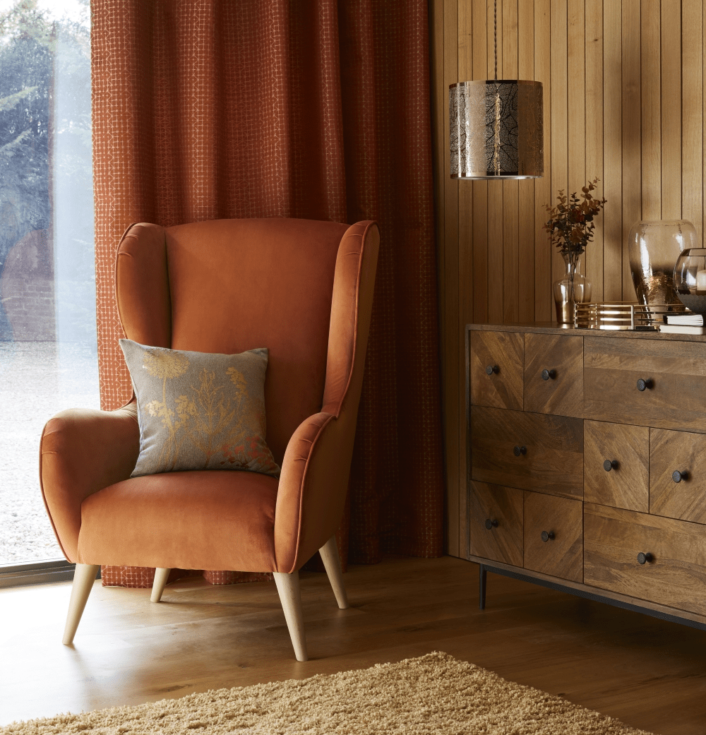 Samaitra Orange Jacquard Eyelet Curtains