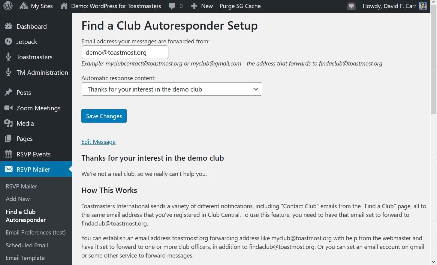 Autoresponder setup
