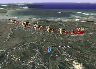 Google Earthで3Dのサンタクロースとトナカイを追跡