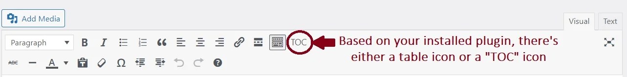 toc in classic editor