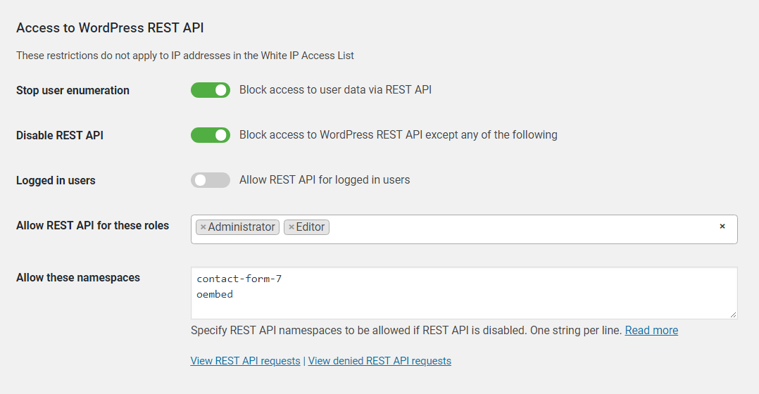 This metabox lets you specify the . Restrict access to the WordPress REST API - WordPress security plugin, firewall, anti-spam