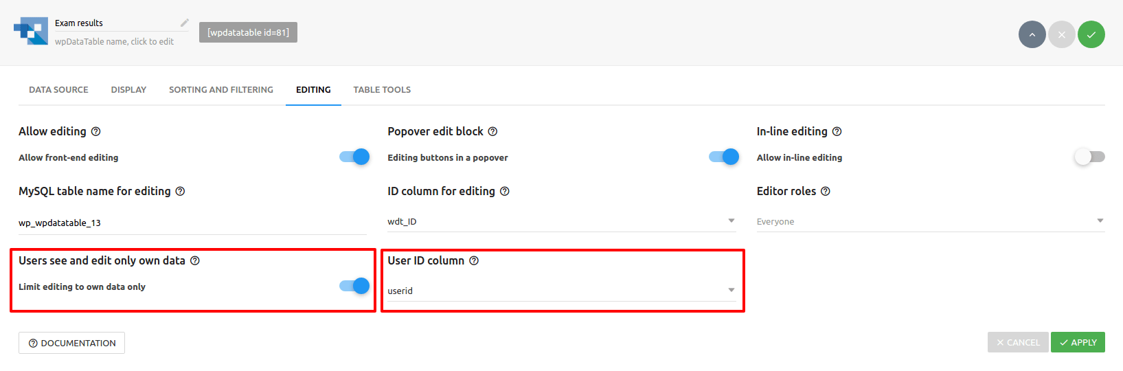 Data tables generator · 6. Creating Editable Tables in WordPress where users can see and edit only their own data ...