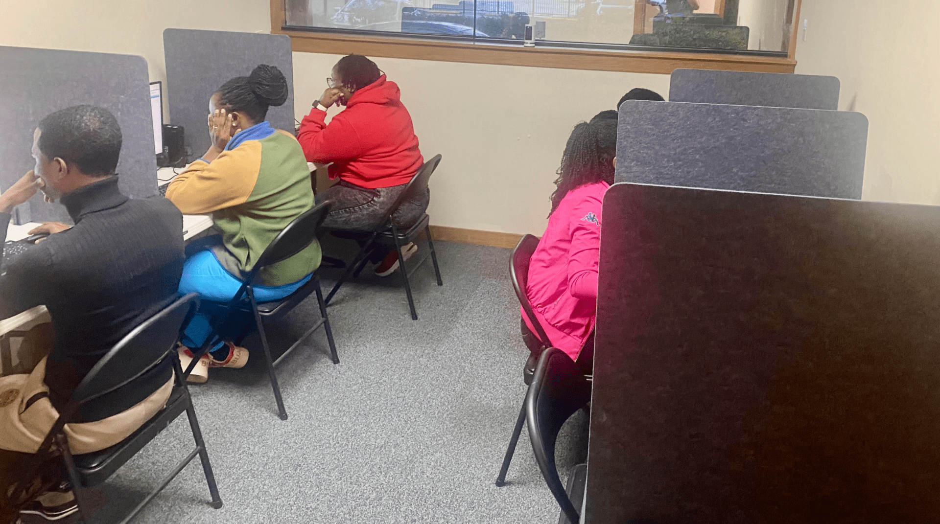 Students in testing center