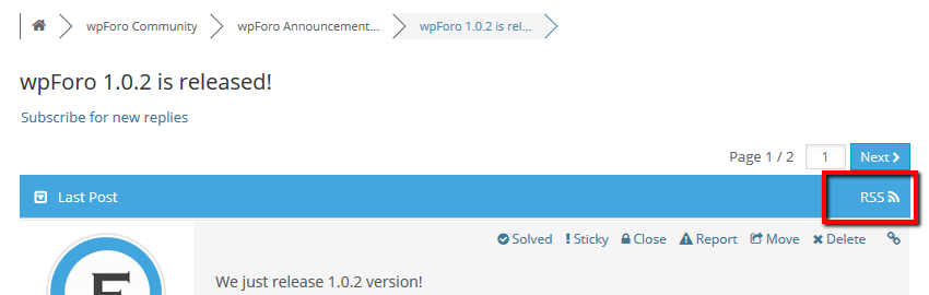 wpForo Topic Feed