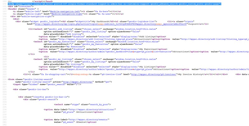 Body class (body_class) is a wordpress function that allows you to assign css classes to the body . Add Wordpress Custom Body Class 2021 Geodirectory