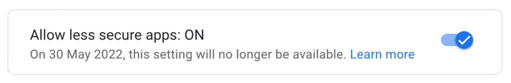 Gmail is disabling less secure apps on september 30, 2024