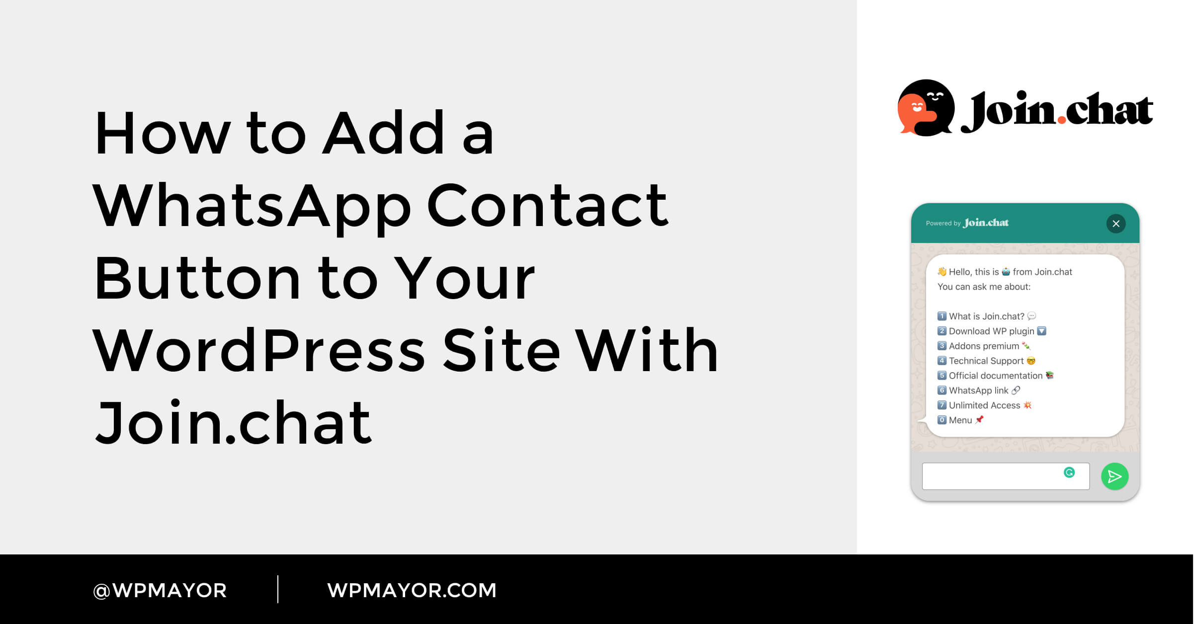 👋 chat with us on whatsapp! How To Add A Whatsapp Contact Button To Your Wordpress Site With Join Chat Wp Mayor