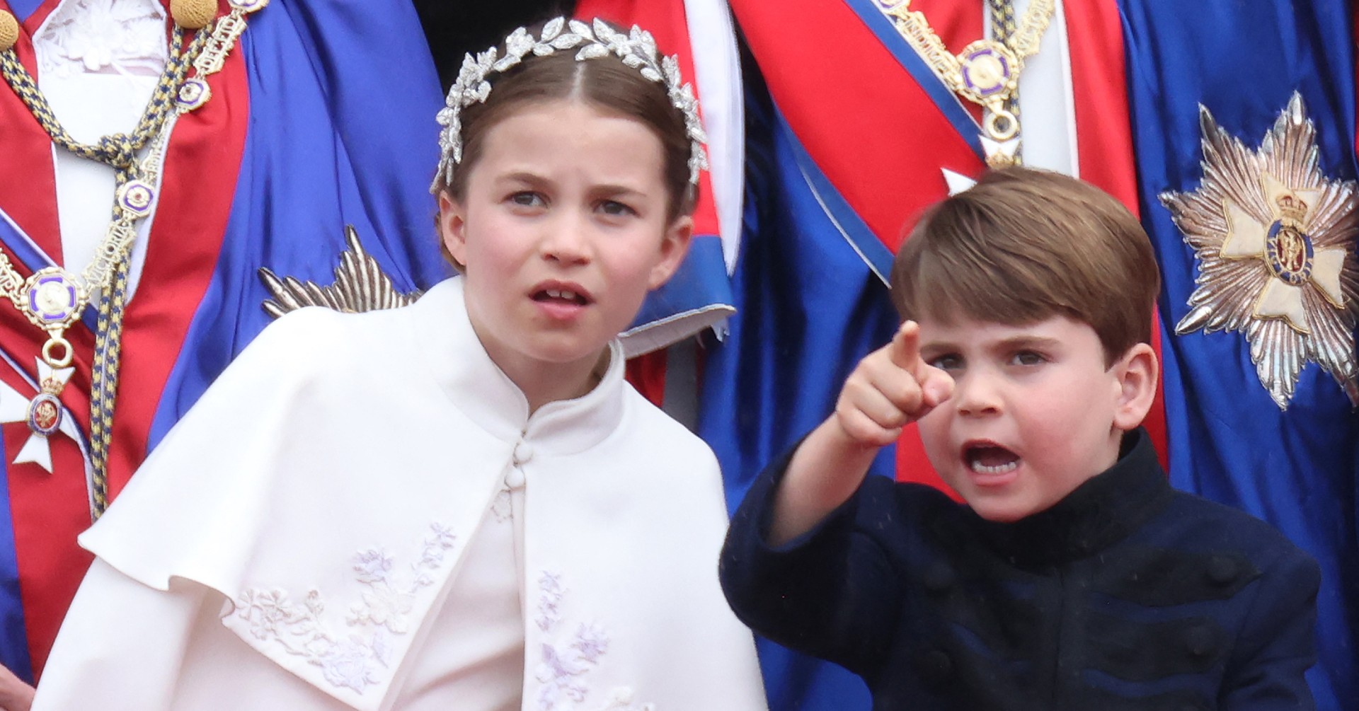 Prince Louis and Princess Charlotte during the Coronation of King Charles III in London, UK, on the 6th May 2023