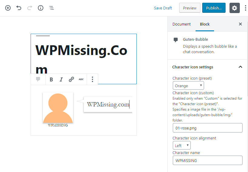 · browse and select a theme. Simulate Chat Conversation With Guten-bubble Plugin | WP Missing