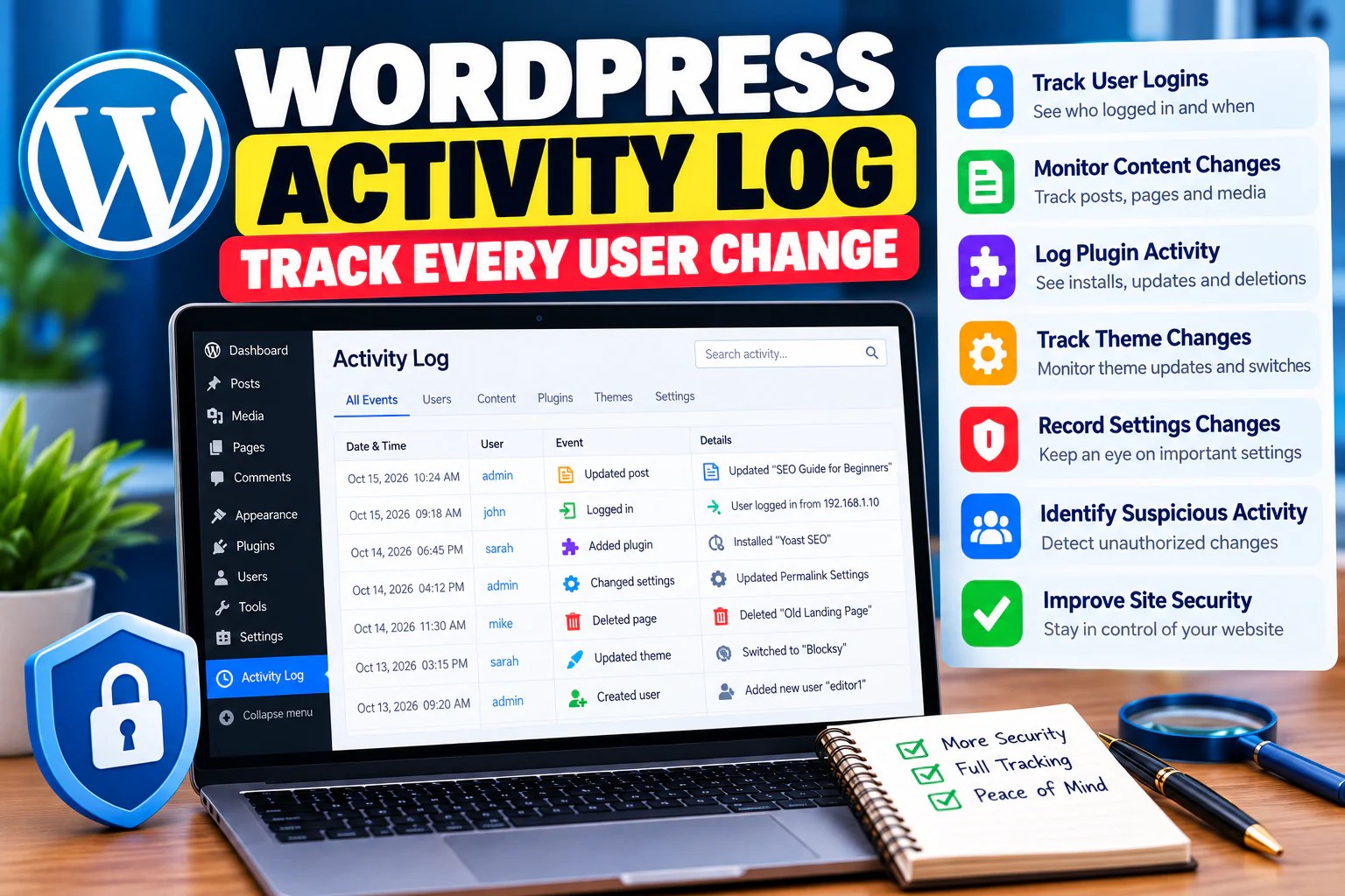 WordPress Activity Log Dashboard