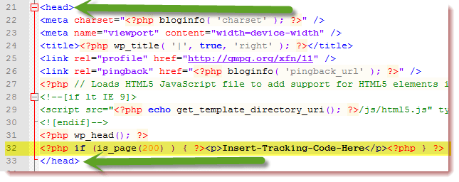 Add Tracking Code To Specific Page