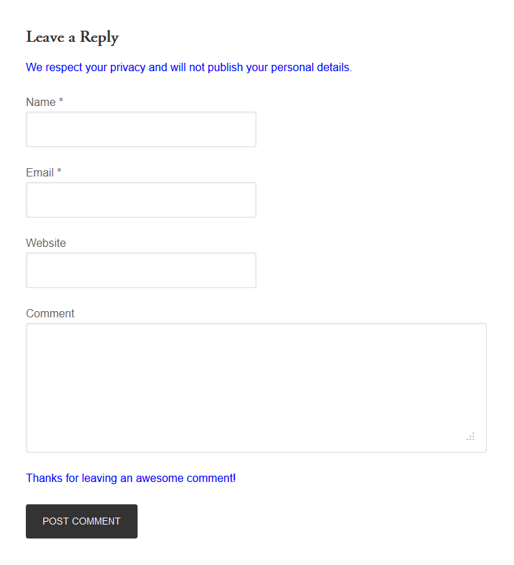 change comment form notes