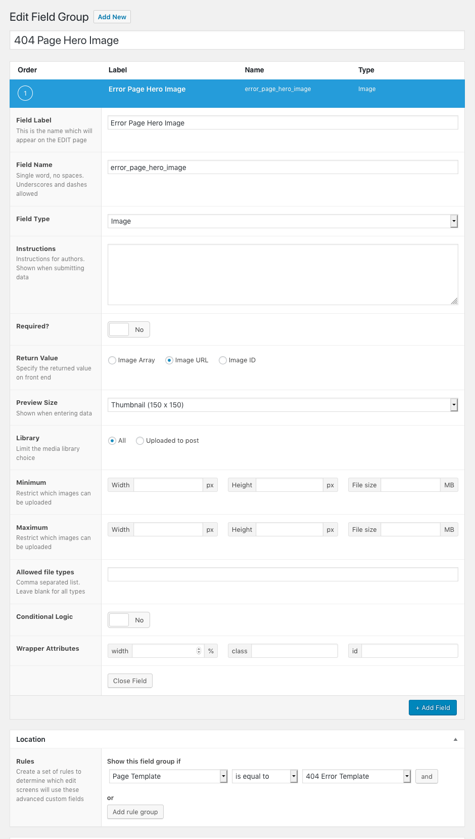 Monochrome Pro – Add Featured or Hero Image After Header On 404 Error Pages  Using ACF