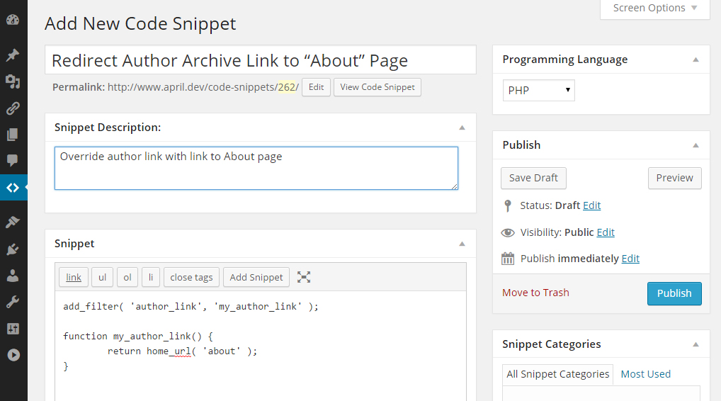 This method involves some settings to be configured and a little tweaking of code in the end. Manage Code Snippets In Wordpress With The Code Snippets Custom Post Type Plugin Wp Tavern
