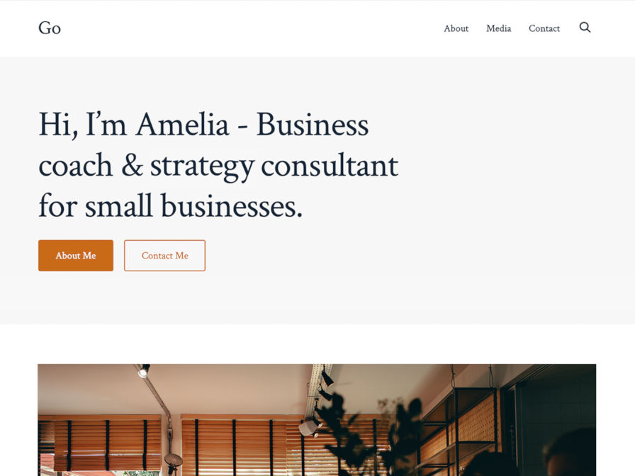 Using a starter enables you to build on a solid framework, . Godaddy S Go Wordpress Theme Offers A Page Building Experience Via The Block Editor Wp Tavern