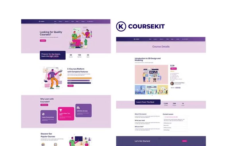 Learnkit E Learning Elementor Template Kit Wp Themes Plugins - Gradient Wallpapers - Gorgeous Retina Collection