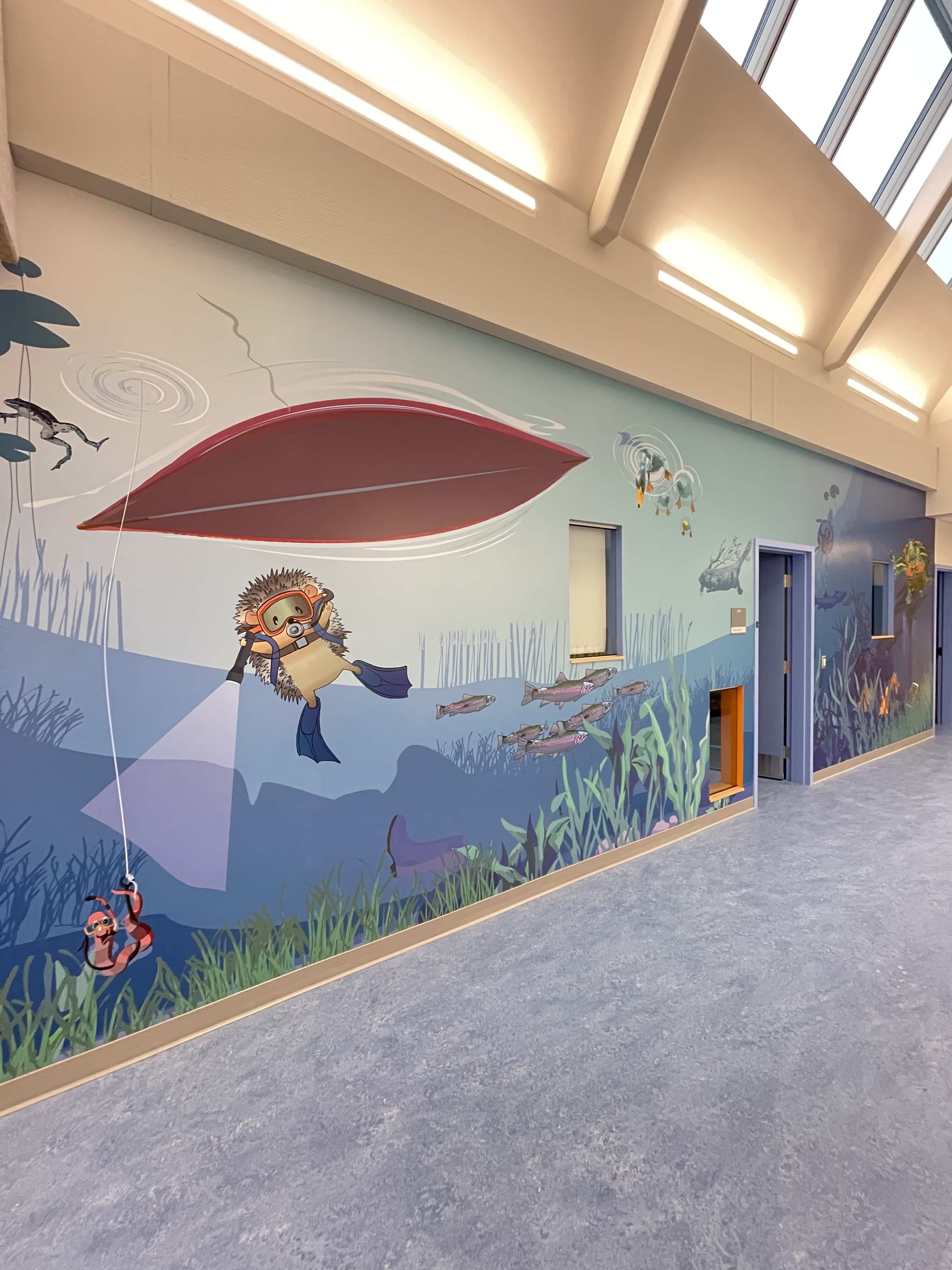 #cartoon school wall mural wrap