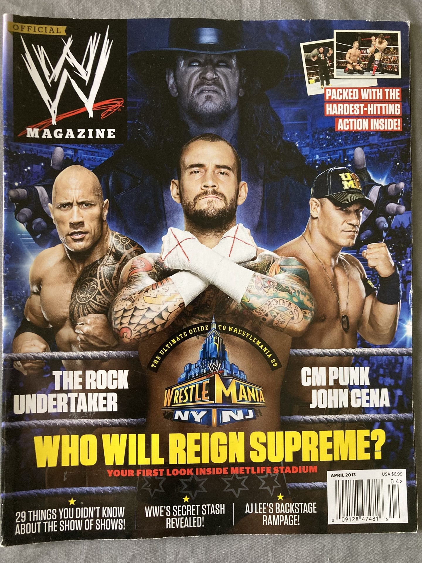 WWE Magazine April 2013 CM Punk Rock Cena