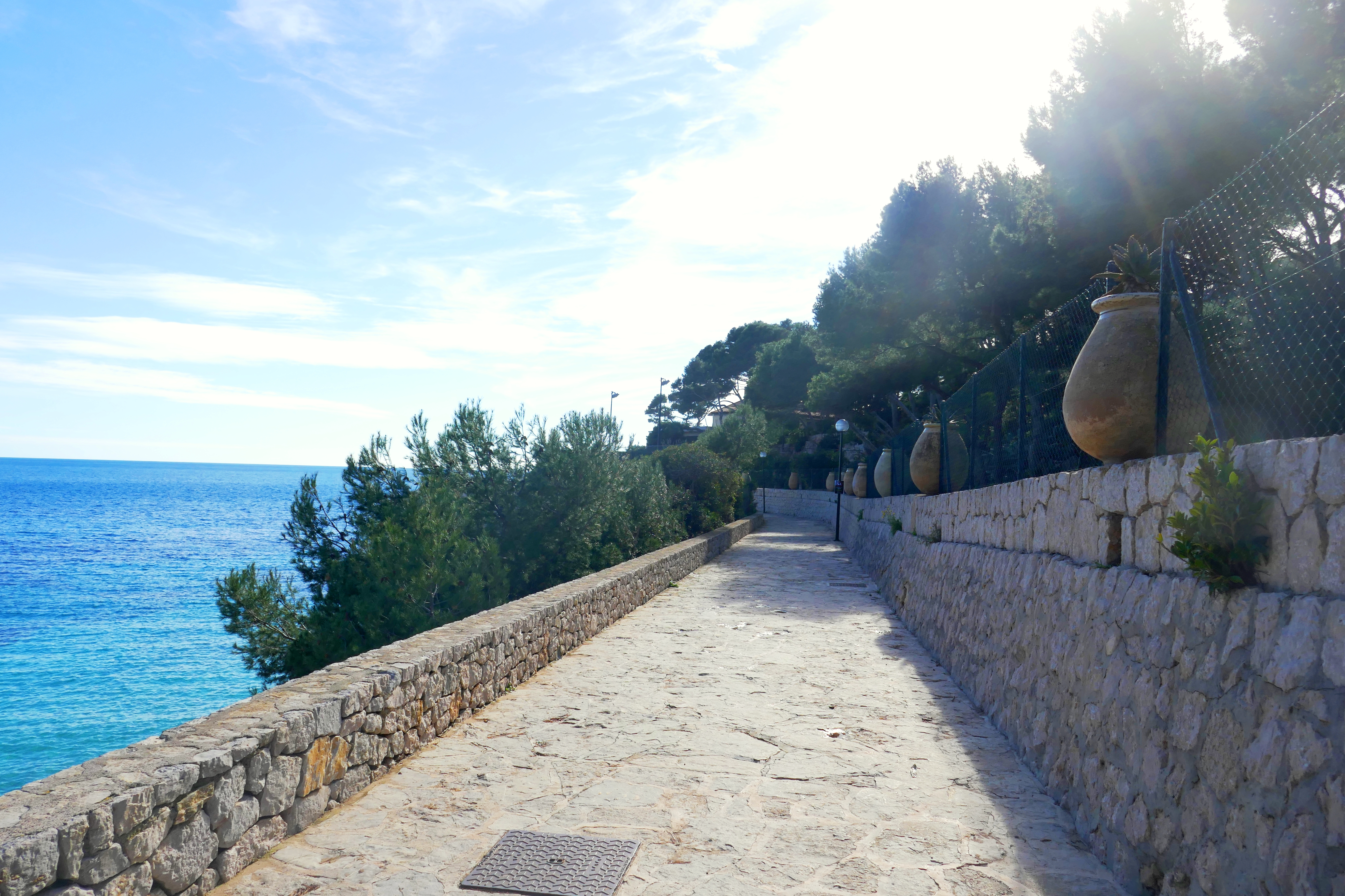 Several kilometers long along the deep blue sea.