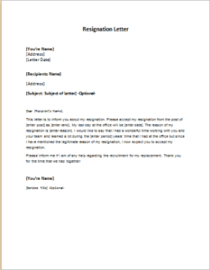 Resignation Letter Sample Templates Writeletter2 Com