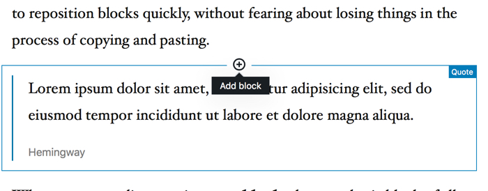 Gutenberg Add Block button