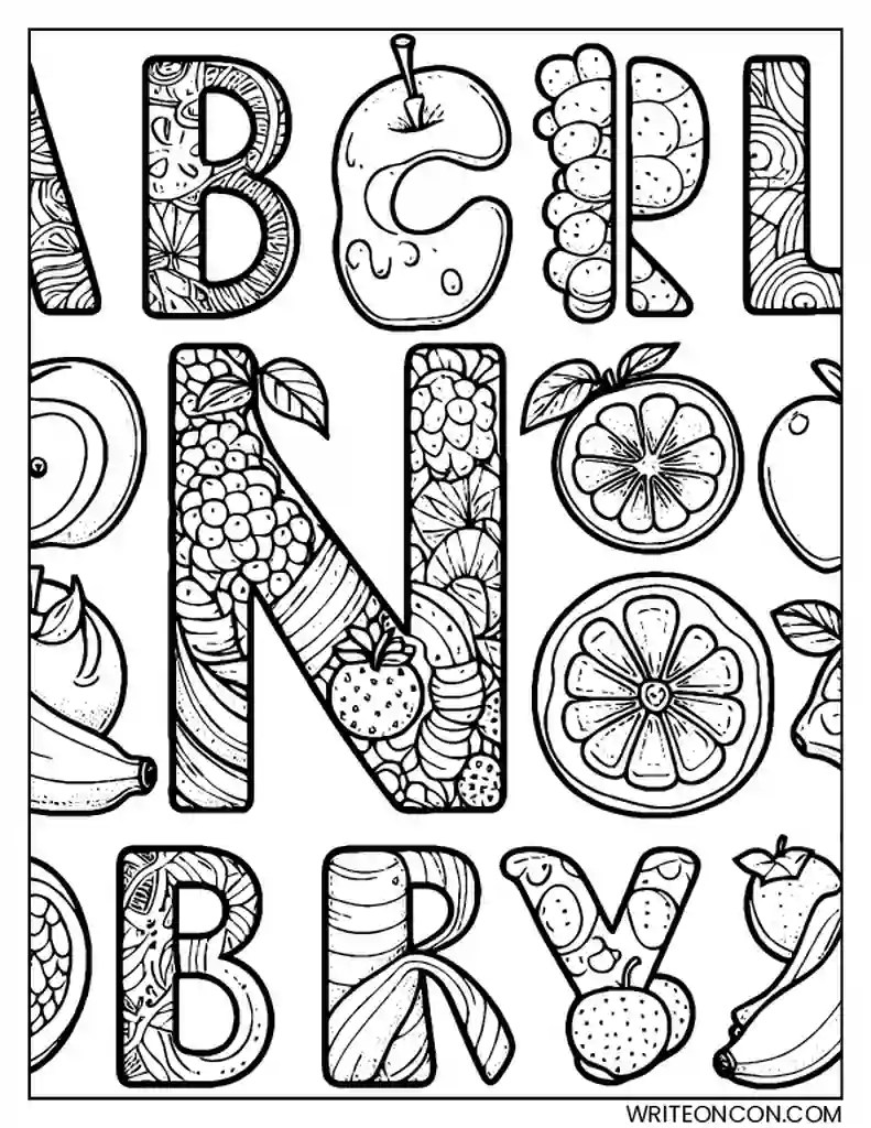 8 free printable letters coloring pages, sheets and pictures for adults