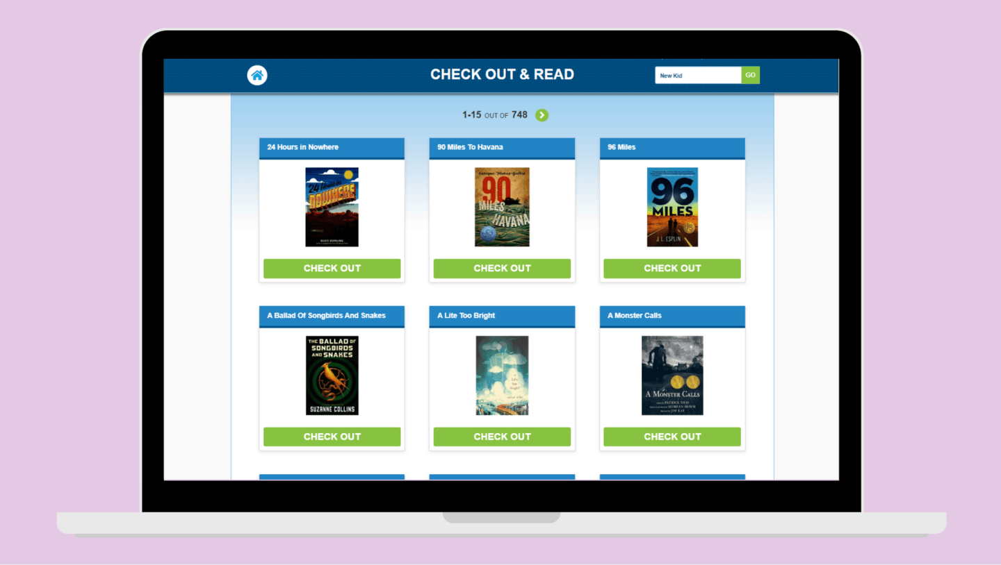 Checking out books on Booksource Classroom
